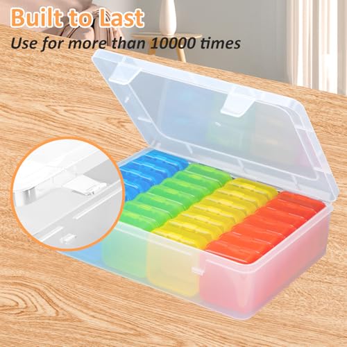 Bead Organizer Box(Red,Yellow,Blue,Green), Small Bead Organizers and Storage Plastic Cases Mini Clear Containers Boxes with Hinged Lid for Bracelet Making DIY Jewelry Craft
