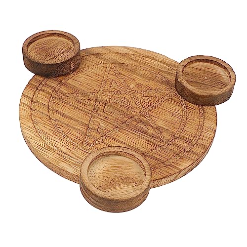 1pc Pentagram Wood Candlestick Ceremony Holder Wooden Altar Board Religious Ritual Decor
