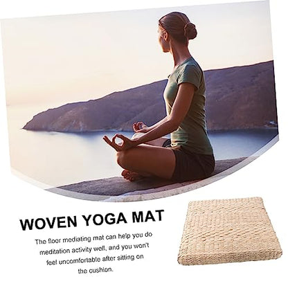1pc Handmade Woven Straw Cushion Comfortable Meditation Mat for Living Room Bedroom Yoga Practices Stylish Indoor Floor Pillow