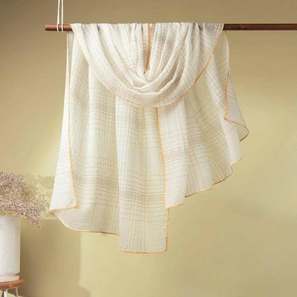 Luxury Cashmere Pashmina Style Shawl - Silk & Wool Blend Scarf, Lightweight Skin-Friendly Wrap - color: White + Gray (Checkered)