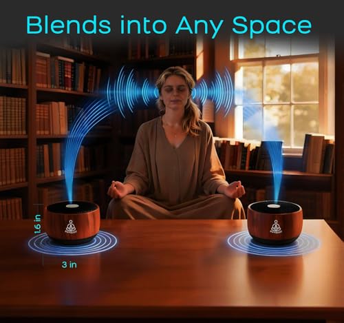Sound Frequency Machine,Auto Tibetan Singing Bowl, Meditation Generator Instrument - Solfeggio Bath for Yoga, Mindfulness, Vibration System of Chakra Balancing, 5 Tones, 3 Timers - color: Wooden