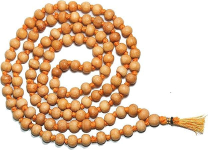 Rudraksh Mala, Natural Himalayan Genuine Original Rudraksha Rosary - style: Tulsi Chandan Jaap mala 7-8MM