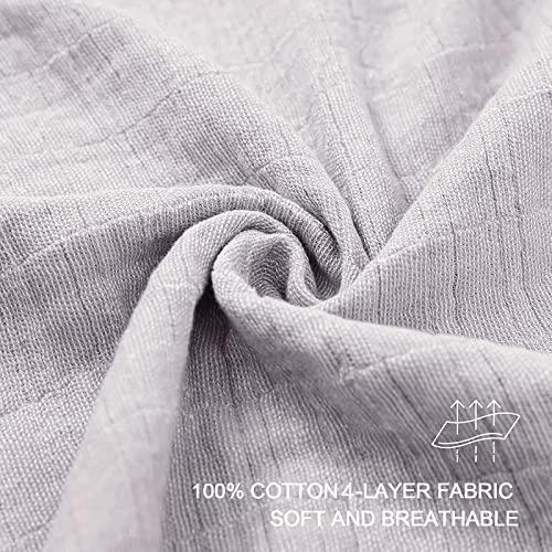 SE SOFTEXLY Muslin Throw Blanket,100% Cotton Blankets for Adults and Baby, Grey 4-Layer Soft Breathable Bed Throw Blankets All Season,King Size Blanket(90"x102",Grey) - color: 7-grey, size: King-90" X 102"