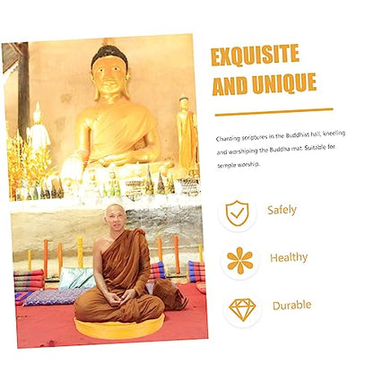 DECHOUS Cushion Set Lotus Print Round Pillow for Floor Seating Buckwheat Hull Filling Comfortable Mat for Buddhist Practices and