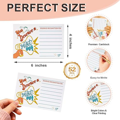52 Pcs Positive Shout Out Card – Appreciation and Recognition Cards for Teachers, Students, Employees, and Office Staff – Motivational Reward Cards for School Workplace - color: Speaker