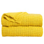 uxcell 100% Cotton Cable Knit Throw Blanket,Soft Lightweight Lap Blanket,Textured Solid Sofa Throw Couch Cover Decors Knitted Blankets, Yellow 50"x 60" - color: Yellow