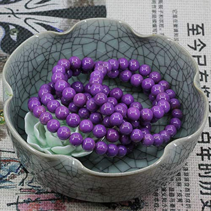 Keleny Gem Semi Precious Gemstones 8mm Natural Quartzite Stone Round Beads Crystal Stretch Bracelet 7 Inch Unisex - color: Purple Lavendar Phosphosiderite Jasper