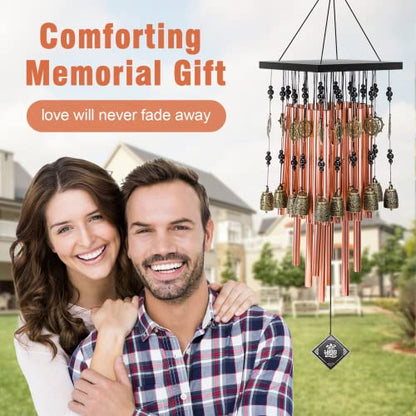 Wind Chimes for Outside, 30" Memorial Wind Chimes with 28 Pieces Tubes and 16 Copper Bell for Garden, Patio,Window Hanging Decoration, Bronze Memorial Sympathy Gifts for Mom