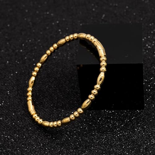 Stainless Steel Bamboo Design Bracelet Titanium Steel Bangle - color: Water Gold