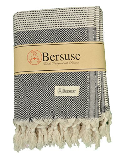 Bersuse 100% Cotton Hierapolis XL Throw Blanket for Couch - 100% Cotton Lightweight Durable Throw Blanket, Big Blanket for Sensitive Skin, Decorative and Versatile - 60x95 Inches, Black - color: Black