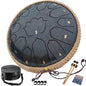 BETESINE 13-Inch 15-Note Steel Tongue Drum in C Major, Beginner-Friendly Meditation Drum with Mallets, Music Book, Finger Picks, Carry Bag & Note Stickers, Starry Black - color: Starry Black