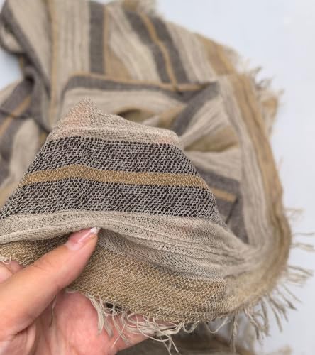 Artistic Retro Cotton And Linen Scarf, Plain Tie Dye Gradient Autumn And Winter New Soft Cotton Shawl - color: Dark Khaki