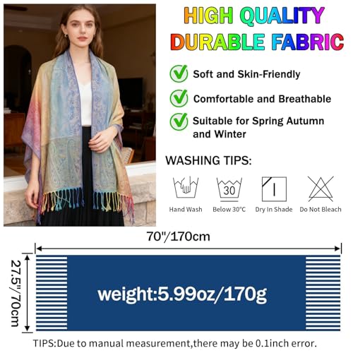 Rave Pashmina Scarf, Fashion Colorful Shawls and Wraps Soft Festival Scarves - color: D-pink (Paisley Pattern)