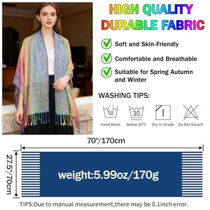 Rave Pashmina Scarf, Fashion Colorful Shawls and Wraps Soft Festival Scarves - color: D-pink (Paisley Pattern)