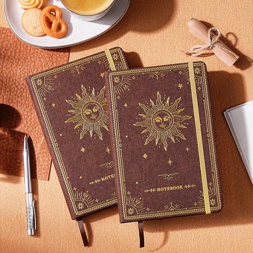 Artfan Ruled Notebook/Journal – Premium Thick Paper Faux Leather Classic Writing Notebook with Pocket + Page Dividers Gifts, Banded, Large, 144 Pages, Hard Cover, Lined (5.8 x 8.4) - Reddish Brown - color: Reddish Brown