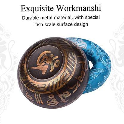 Tibetan Singing Bowl Set with 8.5cm/3.3inch Handmade Metal Sound Bowl & Soft Cushion(Random Color delivery) & Wooden r for Meditation Sound Chakra Healing Yoga Relaxation
