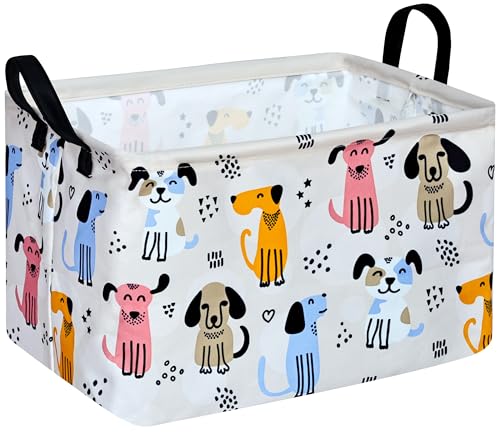 Rectangle Gift Storage Basket Home Shelf Storage Basket Organizer Box Clothes Laundry Hamper Nursery Basket Laundry Basket with Handles (Dog) - color: DOG