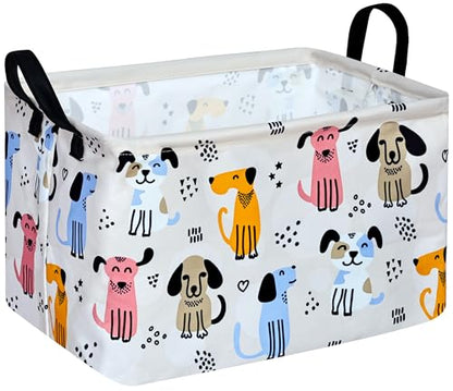 Rectangle Gift Storage Basket Home Shelf Storage Basket Organizer Box Clothes Laundry Hamper Nursery Basket Laundry Basket with Handles (Dog) - color: DOG