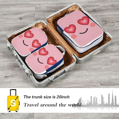 Reusable 3 Piecing Packing Travel Bag Polyester Closet Organizer Bag, Heart Eyes Love Look (3 Set) - color: Heart Eyes Love Look