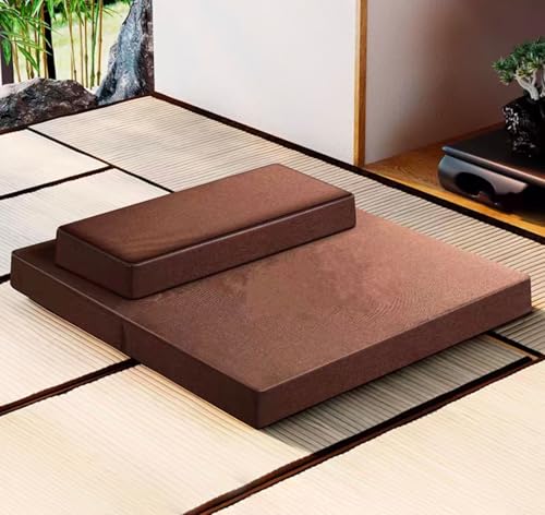 Large Meditation Cushion Mat Set Thick Yoga Mat Bolster Floor Pillows Seating for Adults Upgraded Meditation Accessories(Size:24x24inch,Color:Coffee1) - color: Coffee1, size: 24x24inch