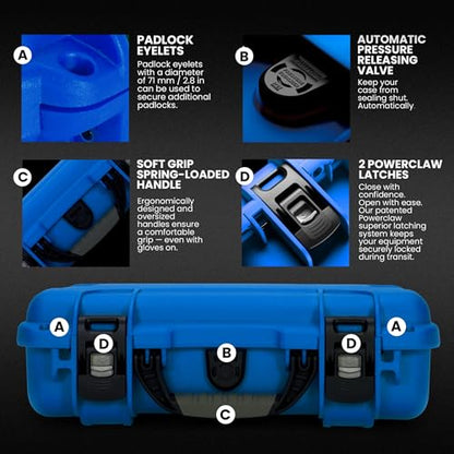 NANUK 910 Empty Waterproof Hard Case – 14.3” x 11.1” x 4.7”, Protective Case for Gear – Impact-Resistant, Dustproof, Airline Carry-On Approved – Made in Canada, Blue - color: Blue, style: Empty