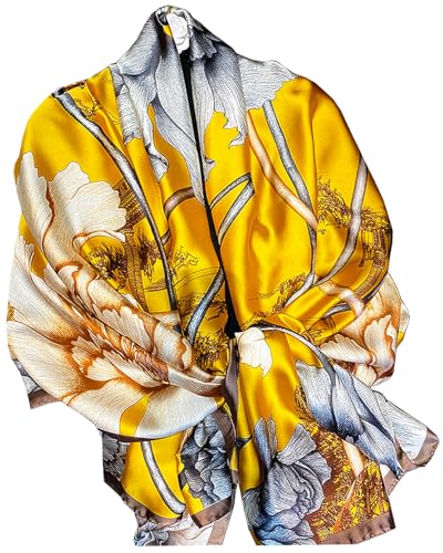 Dress Scarves Shawl Wraps Long Silky Scarf for Women Dressy Fashion Lightweight for Decorative Formal Evening Gowns - color: 1019-golden Crinoids