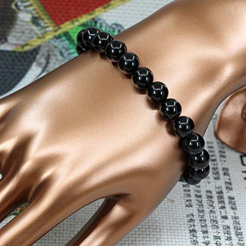 Keleny Gem Semi Precious Gemstones 8mm Natural Stone Round Beads Crystal Stretch Bracelets 7 Inch Unisex - color: 8mm Black Tourmaline