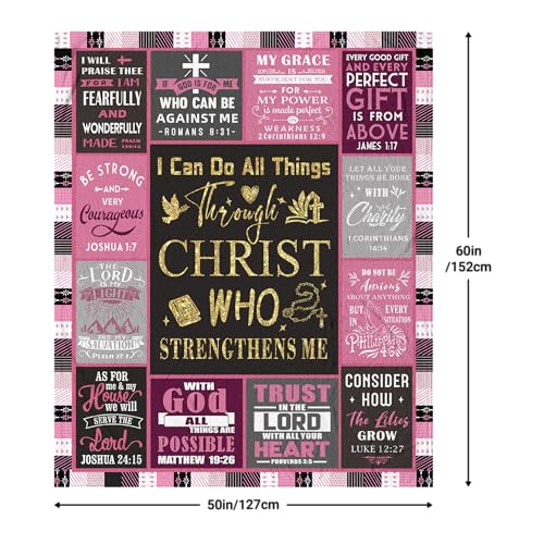 Christian Gifts for Women, Christian Gifts, Religious Gifts for Women, Baptism Gifts for Girl, Inspirational Birthday Gifts, Catholic Spiritual Blanket 60"X50" - color: Christian-pink