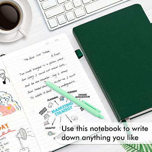 feela 3 Pack Notebooks Journals Bulk with 3 Black Pens, A5 Hardcover Notebook Classic Ruled Lined Journal Set with Pen Holder for Work Business Journaling Note Taking, 120 GSM, 5.1”x8.3”, Dark Green - color: 3 Pack green