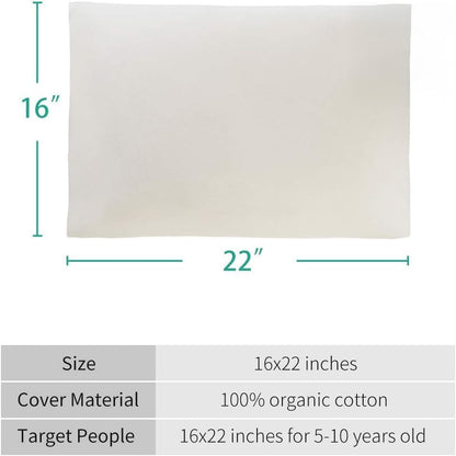 Organic Cotton Pillow Case - One Pack 16"x 22" Kids Pillow Cover - 300 TC Thread Count - Soft, Safe and Hypoallergenic - Off White - size: Organic 16*22