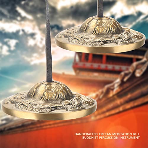 Meditation Bell, 6.5cm Tibetan Tingsha Cymbals Meditation Chime Bells Yoga Finger Chime Buddhist Percussion Instruments (double dragon pattern) - size: double dragon pattern