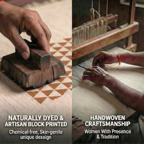 VINYASA Handwoven Cotton Yoga Rug Mat – Naturally Dyed | Absorbent, Washable Yoga Mat/Fitness Rug, Hatha, Pilates & Meditation - Non-Slip Grip | Extra Long & Wide | Trikon Series - color: Pomegranate