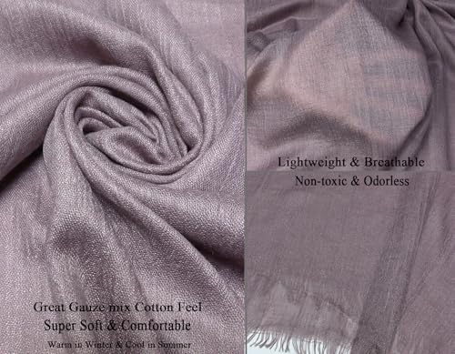 Women Summer Scarfs Lightweight Large Long Gauze Shawl Linen Beach Wrap Plain 75”×43” - color: Mauve