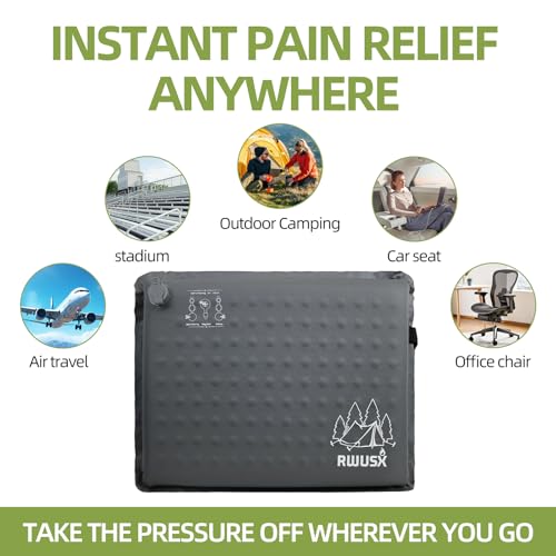 Inflatable Stadium Seat Cushion, Portable Self Inflating Outdoor Seat Cushion for Stadium, Airplane, Travel, Camping, Car & Office