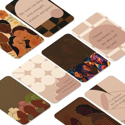 Affirmation Cards for Black Women – 60 Positive Daily Empowerment Cards with Display Stand, Self-Care & Confidence Deck, Inspirational Self Care Cards with Positive Quotes, Gifts for Black Women, Motivational Gift Set