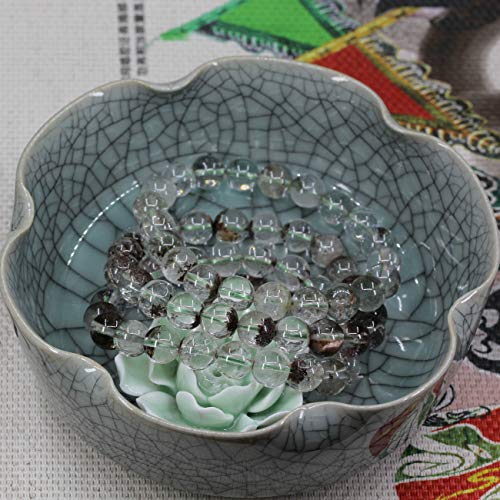 Keleny Fashion Crystal Man Women Stretch Bracelet 10mm Round Beads Rock Jasper 7 Inch Unisex - color: Green Ghost Crystal
