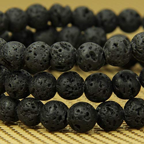Angelstones Handmade Natural Healing Gemstone 6mm Round Beads Stretch Crystal Bracelet 7 Inch Unisex - color: Lava