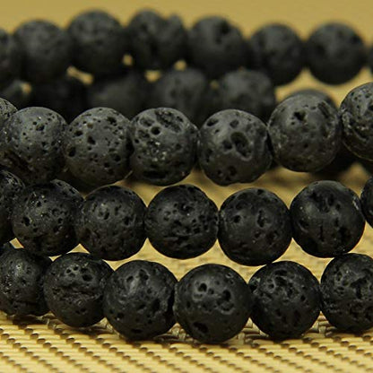 Angelstones Handmade Natural Healing Gemstone 6mm Round Beads Stretch Crystal Bracelet 7 Inch Unisex - color: Lava