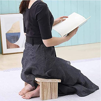 Solid Wood Meditation Bench, Portable Kneeling Stool, Detachable Legs or Hinged Folding Legs, Original Ergonomic Design