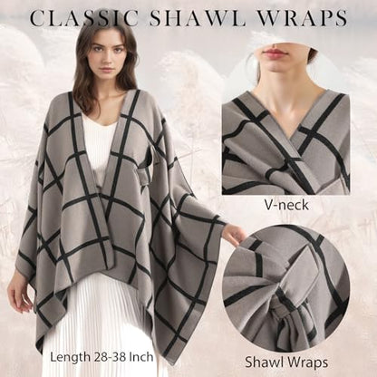 fauson Shawl Wraps for Women - Open Front Ponchos for Women for Fall Winter Pashmina Scarf