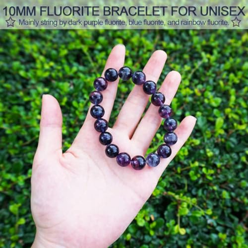 Single-pack of pure gemstone bracelets… - color: Fluorite-10MM