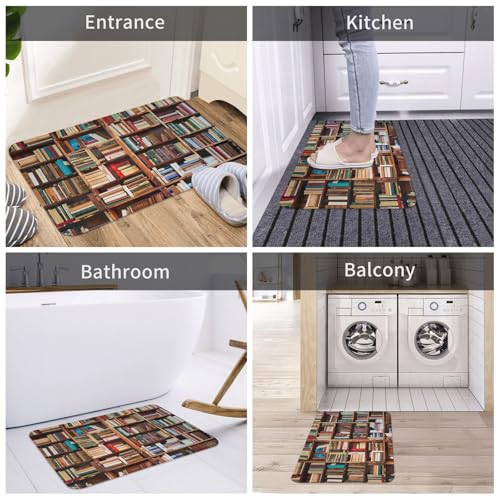 Books Printed Flannel Non - Slip Floor Mat 16x24in - Soft Plush Microfiber Rug for Every Indoor Space - color: Books