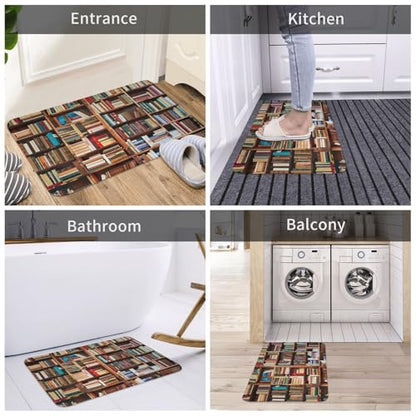 Books Printed Flannel Non - Slip Floor Mat 16x24in - Soft Plush Microfiber Rug for Every Indoor Space - color: Books