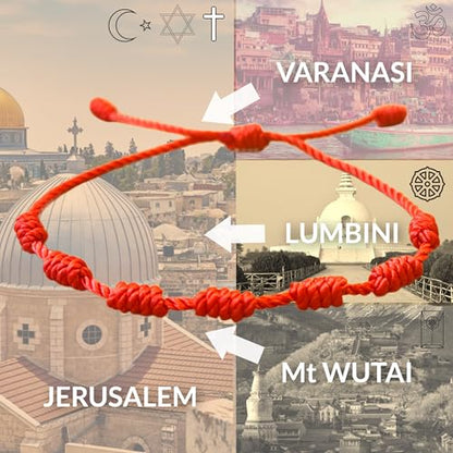 Red String Bracelet, Protection, Luck and Love, Handmade in the Holy Land, Hindu, Buddhist and East Asian Faith Symbol, Evil Eye Strand for Men and Women, Spiritual and Adjustable Bracelet, with CoA - style: Red String Bracelet - 7 Knots