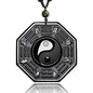 Black Obsidian Necklace Natural Crystal Amulet Protection Pendant with Adjustable Rope Lucky Talisman Necklaces Jewelry Gift for Men Women - color: Yin Yang