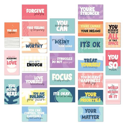 Canopy Street Strong Mental Health Mini Quote Cards / 50 Motivational Kindness Cards / 25 Vibrant Uplifting Designs / 2" x 3.5" Flat Business Card Size/Small Inspirational Daily Quote Cards - color: Strong Mental Health