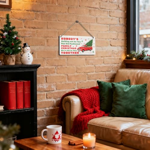 Funny Christmas Vacation Decor Sign - Nobody's Walking Out on This Fun Old Fashioned Family Christmas We're All In This Together Sign, Rustic Farmhouse Xmas Family Togetherness Gifts 6x12 Inch - color: 05XmasTogether
