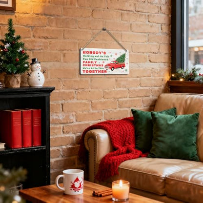 Funny Christmas Vacation Decor Sign - Nobody's Walking Out on This Fun Old Fashioned Family Christmas We're All In This Together Sign, Rustic Farmhouse Xmas Family Togetherness Gifts 6x12 Inch - color: 05XmasTogether