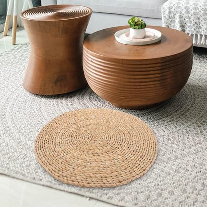 Woven Meditation Floor Cushion Seat Pad, 40x40cm Deep Grass Zabuton Mat for Yoga, Tatami, Zen Sitting, Handmade Floor Pillow for Bedroom and Meditation Practice