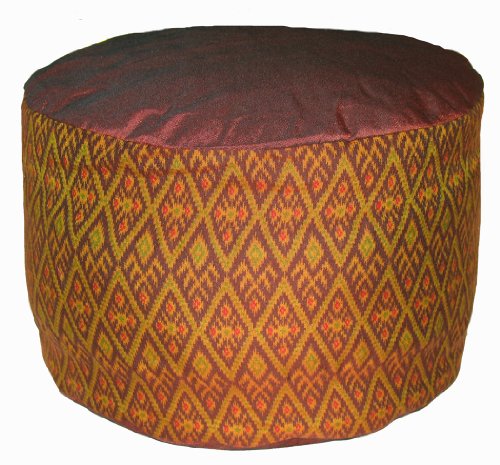 Meditation Cushion - High Seat Combination Fill Zafu - Ikat Brown Gold